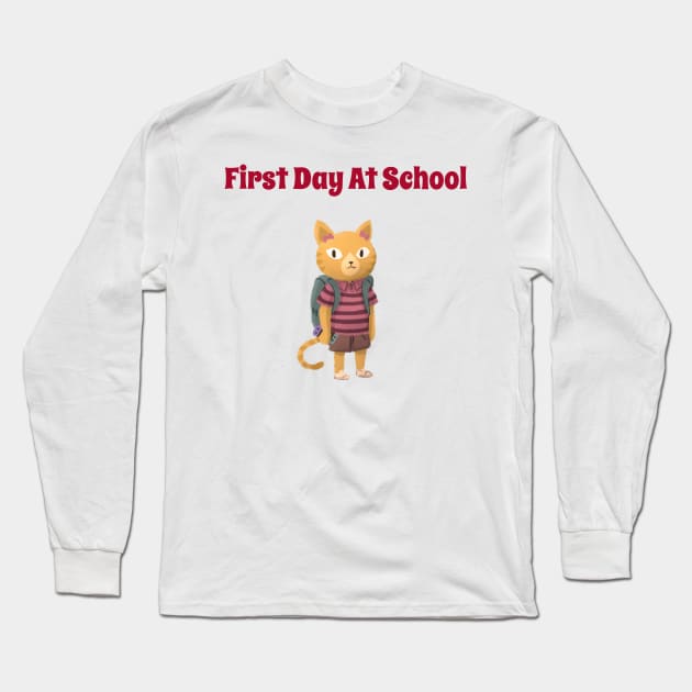 First Day at School Kitty Long Sleeve T-Shirt by Up 4 Tee